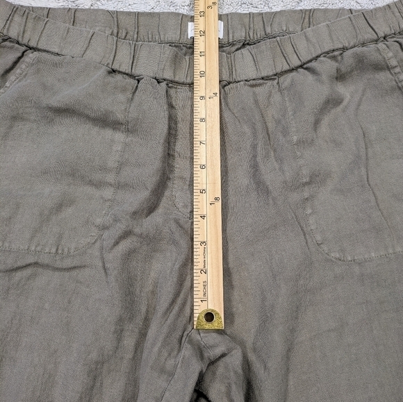 J. Jill Pants Women's XL Green Gray Linen Garment Dyed Pure Pull On Rolled Cuffs - Picture 8 of 9